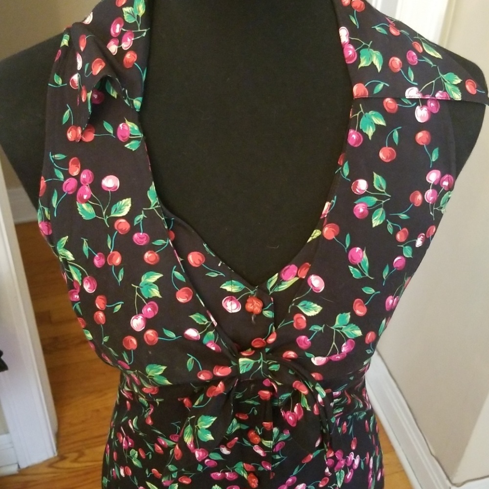 VTG Bobbie Bee Cherry Tie Maxi Dress - Picture 6 of 8